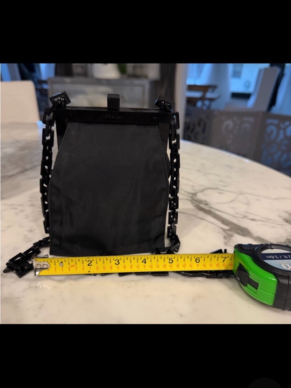 Prada Mini Cahier Black nylon with Chain  Rare All Black Hardware